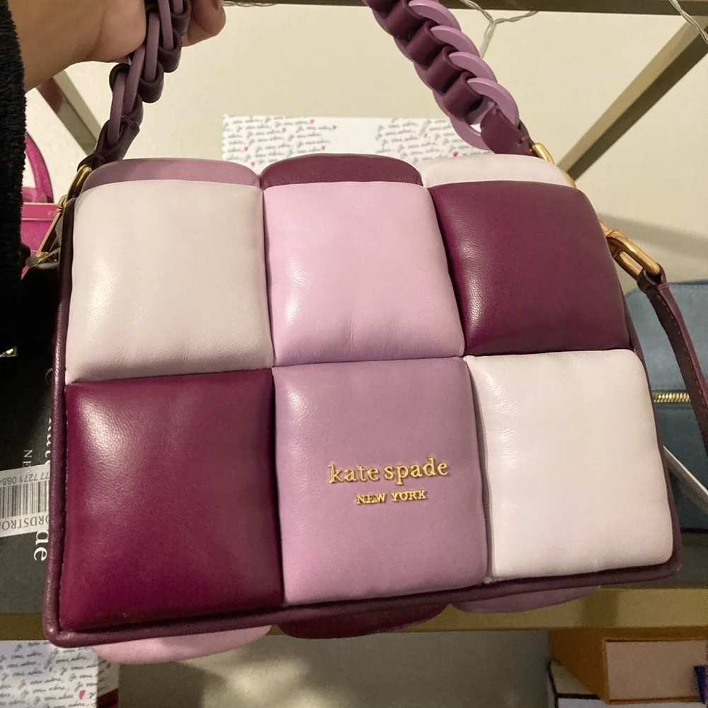 kate spade Quilted Patchwork Crossbody Bag in Plum & Lilac Boxxy bag - Picture 2 of 12